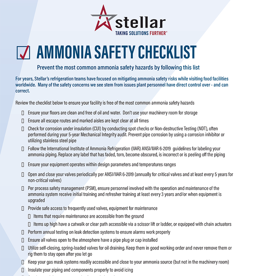 Ammonia Safety Checklist By Stellar